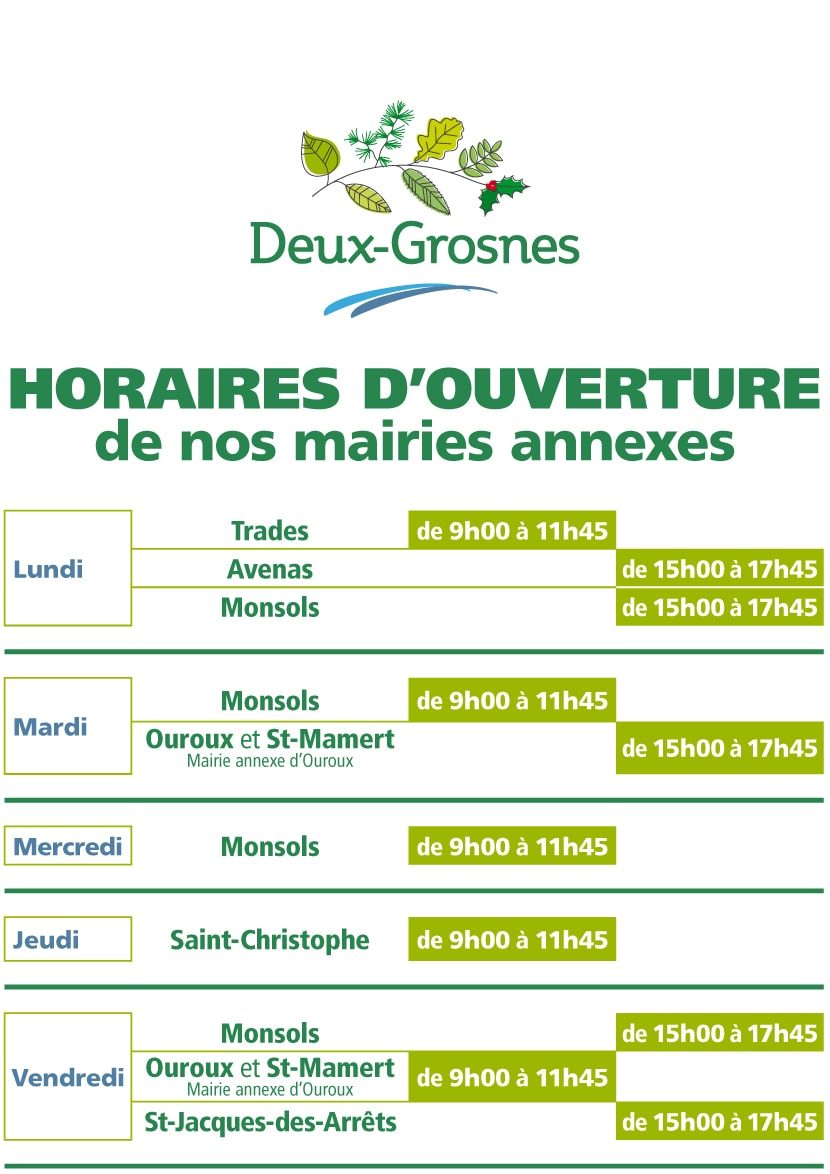 Lire la suite à propos de l’article HORAIRES MAIRIES ANNEXES