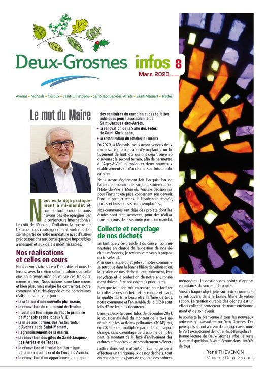 Deux grosnes infos 8 mars 2023 journal municipal